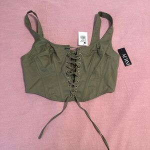AFRM Khaki Lace-Up Tank Top